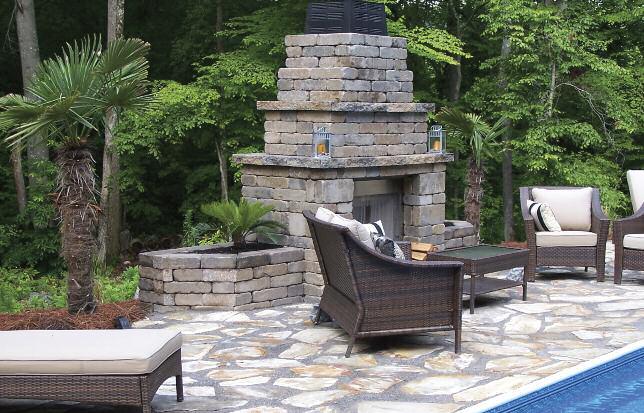 Outdoor Living Collection Rumbled Wall Fireplace Kit Simple Construction. Quick Assembly.