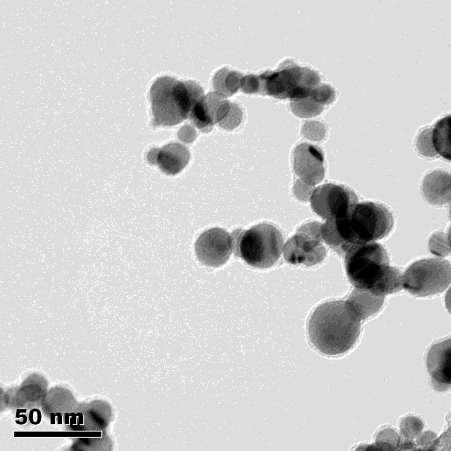 Polydisperse Ag particles produced at 10 7
