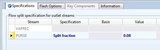 4.18. Specify the splitter operating conditions. First double click on the SPLIT1 block.