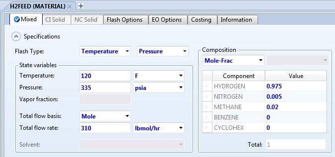 Hydrogen Feed (H2FEED): 4.08. Add a heat exchanger. Add a Heater block to the main flowsheet from the Exchangers tab in the Model Palette. Rename this block by clicking on the heater and using Ctrl+M.