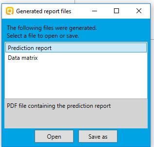 Report Generation report 2 Two files () are generated, which can be selected from the Generated