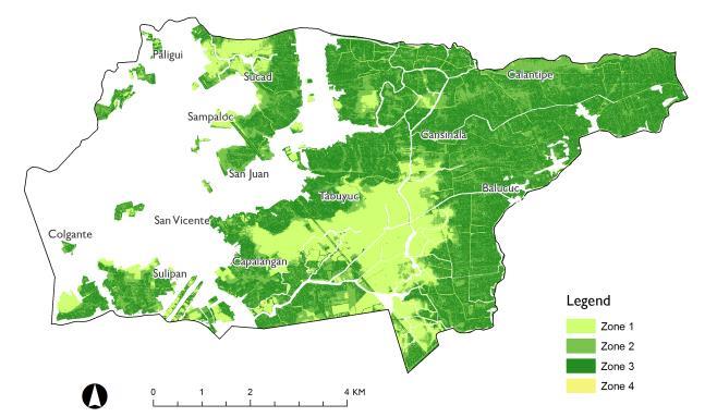 Percentage of cultivation zone area