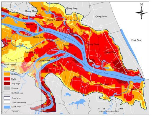 To highlight the potential flooded areas, a map of the flood hazard was established to analyze the risk of floods in the watershed (Fig. 9)