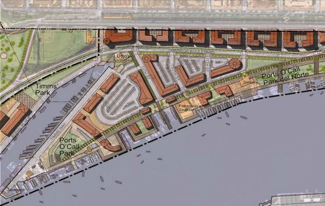 Ports O Call Development Design Demo of existing Ports O Call buildings Sole commercial development in EIR/EIS Approximately 550lf of waterfront