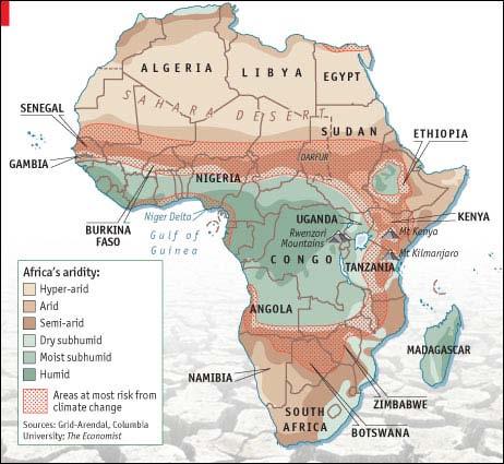 Map of Africa indicating