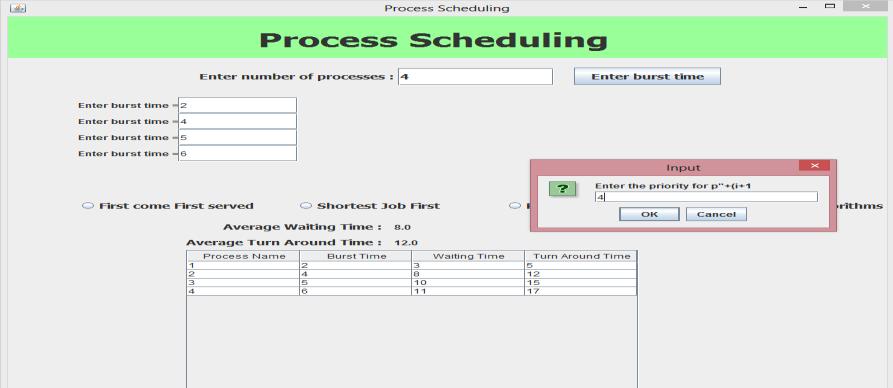 Figure 6. Process Execution IV. CONCLUSION The treatment of shortest process in SJF Scheduling tends to result in increased waiting time for long processes.