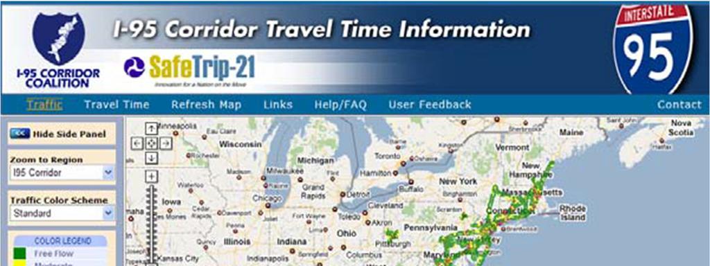 SafeTrip-21: Travel Time I-95 Corridor Portland, ME to Orlando, FL