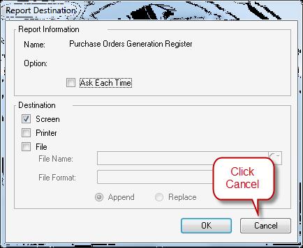 Next press the Generate button and the system will generate the purchase order.
