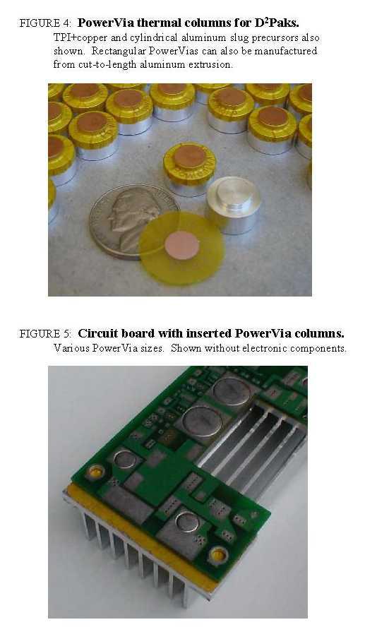 PowerVia thermal columns PowerVias are solid aluminum columns that are inserted into a conventional rigid PCB.