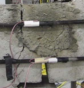 Towards failure cracking occurs through the grout at an