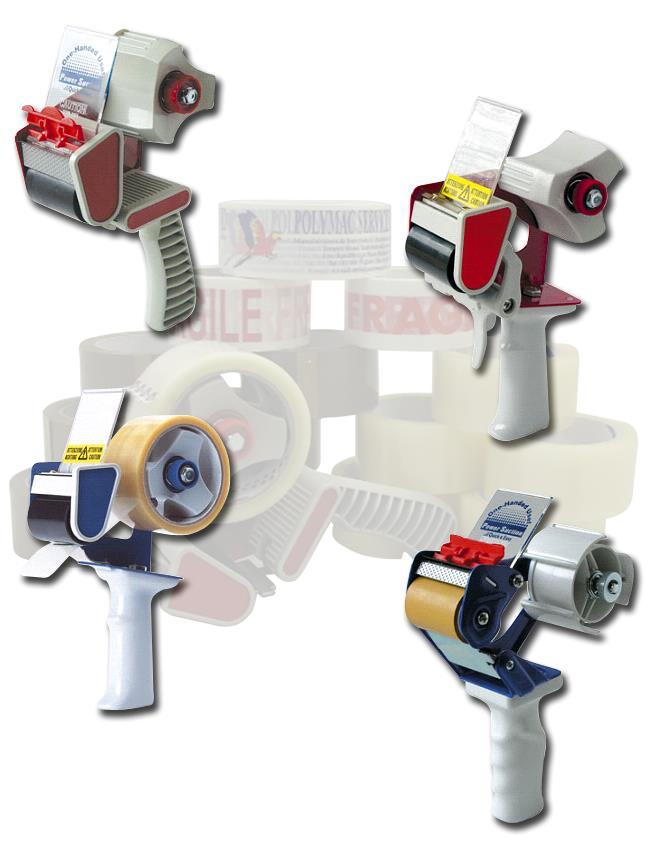 TAPE DISPENSERS A range of guns with different special safety features. Economy Gun: No special features. The Trigger Gun: Only exposes the blade when the trigger is squeezed.