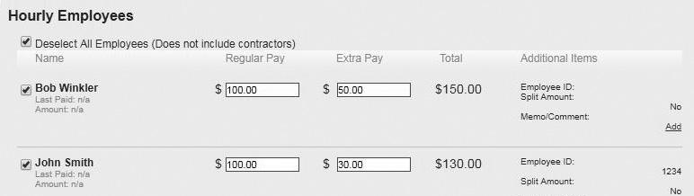 The subscriber has the option to choose regular pay day or extra pay day. Regular pay day will follow the payroll schedule and extra pay day is used for extra days worked or bonuses.