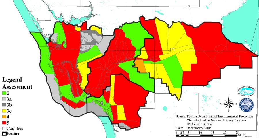 Integrated Assessment FDEP s integrated assessment (Figure 25) identifies areas of no or insufficient data (grey), areas attaining some designated uses (green), areas that are potentially impaired