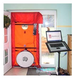 When building a passive house it is important to get an accurate measurement of the airtightness; to obtain this a "Blower Door Test" is used.