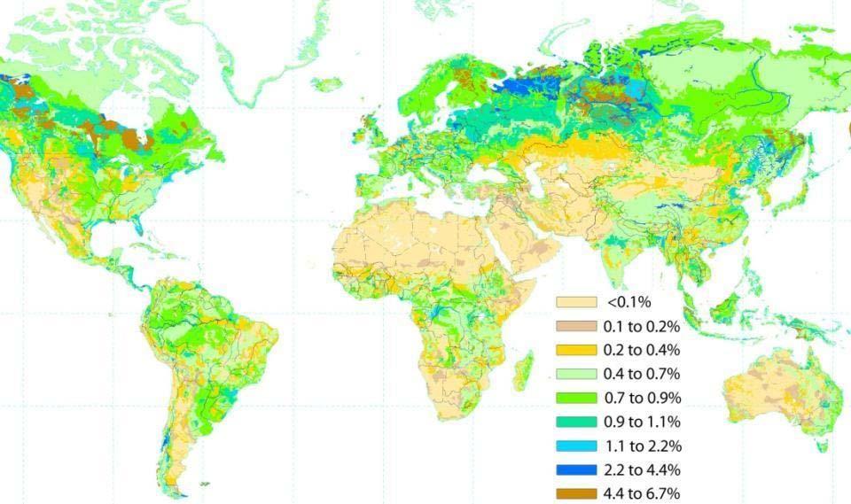 Global Soil Organic Carbon, % Source: