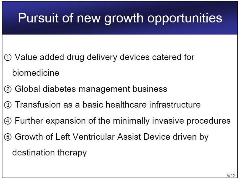 M&A Strategy for New growth opportunities 5 Fields of Focus Transfusion as a key element of healthcare infrastructure Global