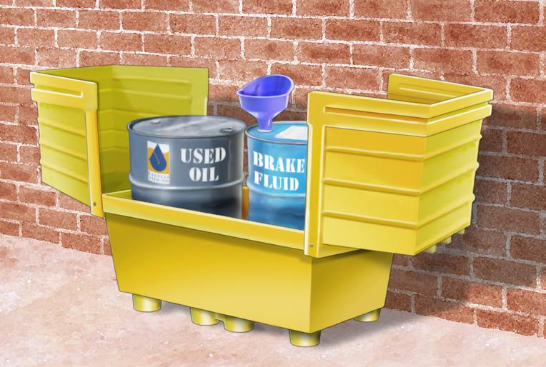 Use drip pans under outdoor work or storage areas where there is the potential for spills and leaks. IF YOU MUST STORE MATERIALS OUTDOORS: 1.