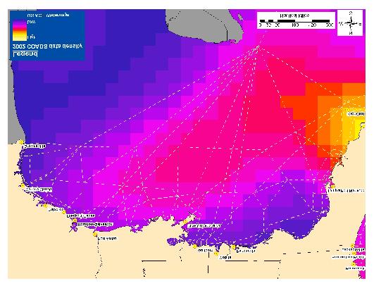 Figure 11. ICOADS CMV Aggregated Activity for the Gulf of Mexico Using ICOADS data can also be important in assigning the correct emission factors to vessels.
