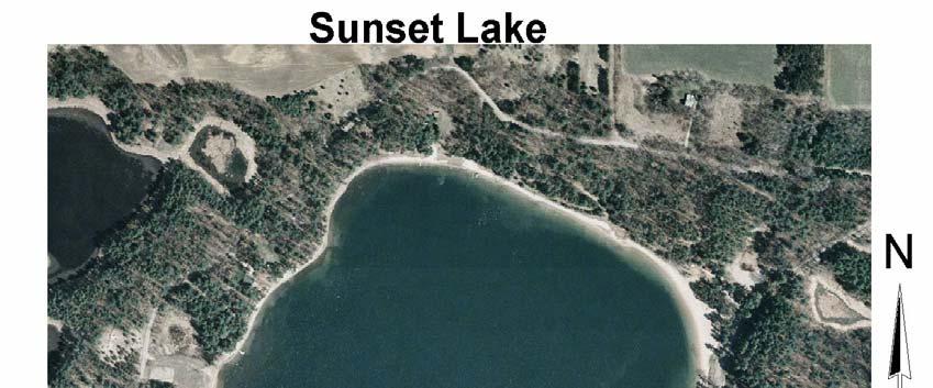 Sunset Lake ~ Location Sunset Lake East of the intersection of county roads MM and A; Northeast of