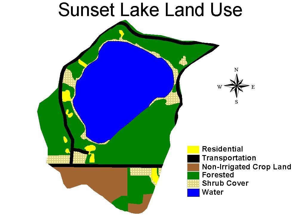 Sunset Lake ~ Land Use in the Surface Watershed Surface Watershed: The land area where water runs off the surface of the land and drains toward the lake.