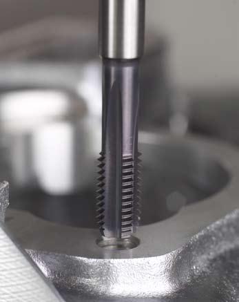 2506 Cutting speed: 50 m/min Tool life: 100 000 threads Cutting speed: + 100 % Tool life: + 730 % Solid carbide taps: Aluminium silicon cylinder head Workpiece: cylinder head Material: AlSi17 Thread:
