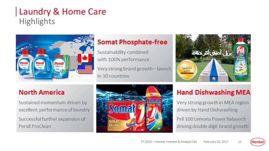 12 Several initiatives drove the strong performance of Laundry & Home Care. Let me give you three examples.