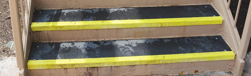 Maximum pedestrian safety is provided by the anti-slip walking surface. Fiberglass stair nosings form a highly visible and durable edge at the primary point of contact on stairs and landings.