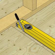 The shower and drain area subfloor must be recessed 1" below the adjacent tileable surface to allow for the height of the Ebbe linear drain.