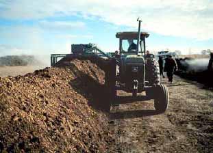 Feedlot manure composting: Some individual operations compost with their own equipment Others contract out their manure composting Either way: Manure is formed into long