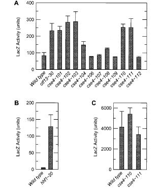 L CEN 5 3 A C Z FIG. 4. Transcriptional read-through of CEN DNA in cse4 and hhf1-20 mutants.