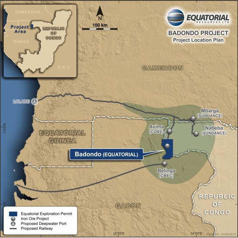The Mayoko-Moussondji Iron Project, located in the southwest region of the ROC, has an estimated global exploration target of between 2.3 and 3.