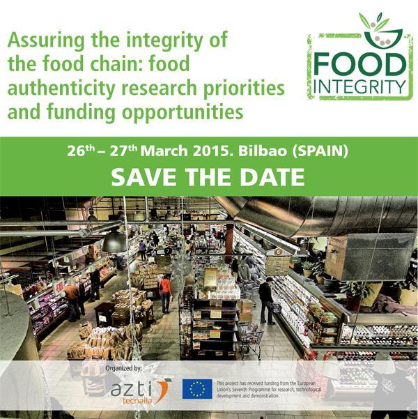 A dedicated 1 ½ day conference that will: Present the latest research outputs from the FoodIntegrity project: - A European expert network on food authenticity -