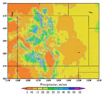 PRECIPITATION Climate model projections show less agreement regarding future precipitation change for Colorado (especially metro area).