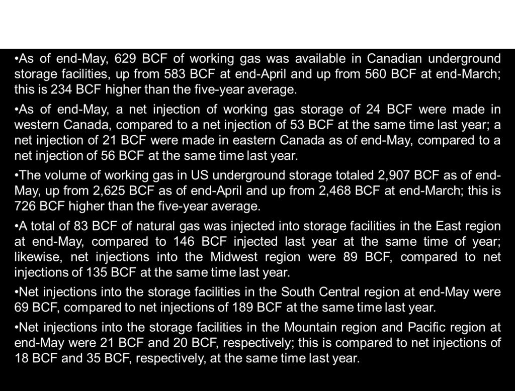 15 1 1 5-5 -1-15 - Eastern Canadian Storage Injections/Withdrawals (Bcf, Month-end) 5-Year Avg.
