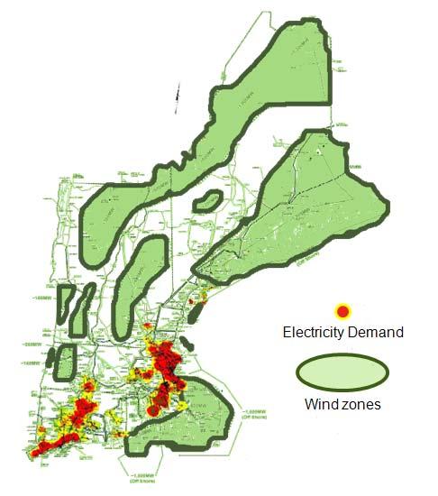 Figure 1: Potential wind zones and load centers in New England. Request for ISO Technical Support NESCOE and the ISO initiated the study early in 2009 (see Appendix B).