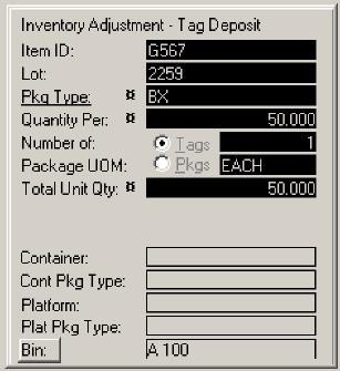 Inventory Adjustment Enter Pkg Type,