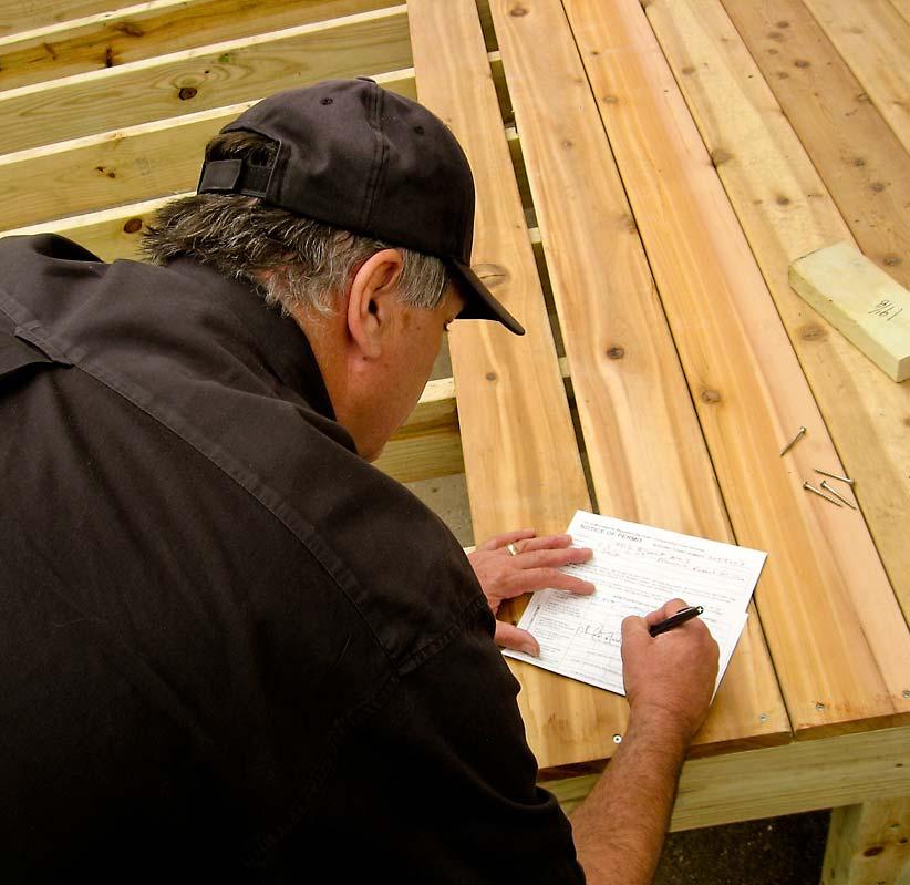 Building Inspector signs approval at each appropriate