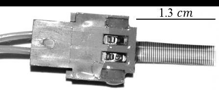 Figure 2. Representative MIRRAS sensor used to measure the burning rate in experimental hybrid motors. There are 40 resistive rungs spaced 0.