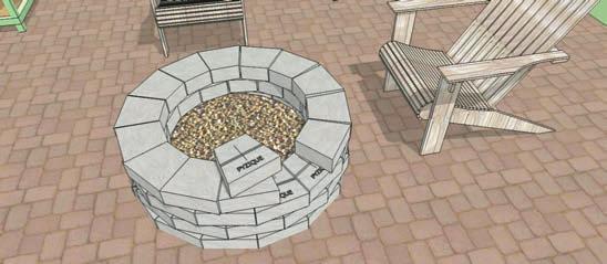 The 14 stone Pyzique circle used in the 4 layers in this project will require a ¼ space between each stone; this is to allow air for the fire as well