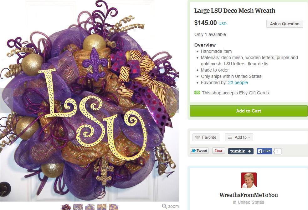 CRITIQUES Wreaths From Me To You (started shop 12-31-10) Recommended New Title LSU Wreath,