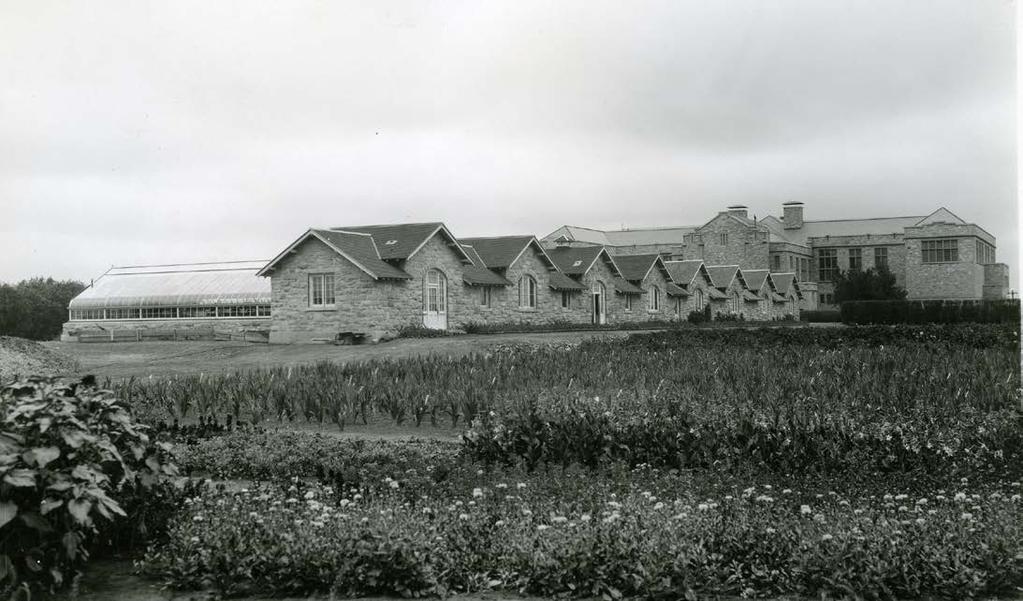 Figure 4. The Horticulture Building, 1930. The greenhouses are visible on the south side. The back of the photo reads, Anatomy and Physiology Laboratories.