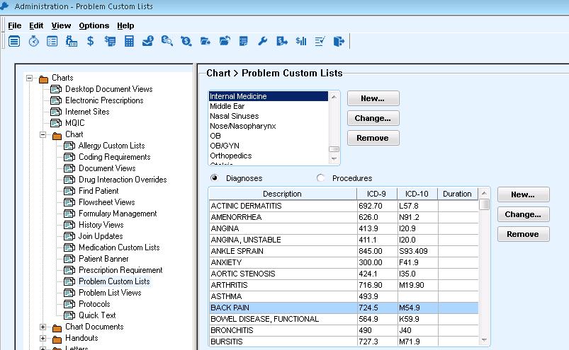 Custom lists remain but display both ICD-9 and their base mapped ICD-10 Existing ICD-9 problems are
