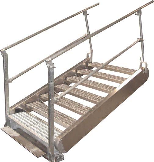 Cost Effective Durable Design G-RAFF Self-Leveling Stairs have many unique features: Self-leveling, non-skid, grip strut treads Available with various custom safety enclosures Expedited delivery