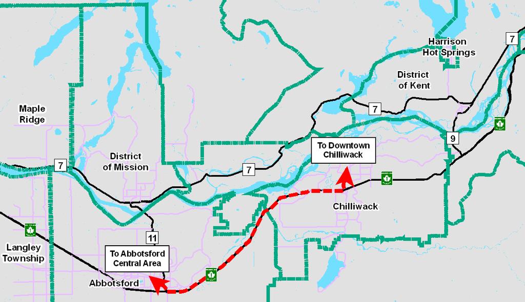 Figure 3.4 Possible Regional Connection between Abbotsford and Chilliwack Table 3.