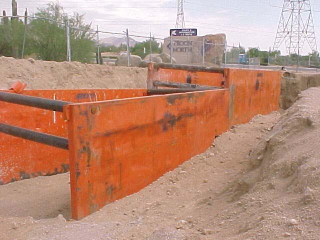 Various Trench Boxes Daily inspections of excavations, the adjacent areas, and protective systems shall be made by a competent person for evidence of a