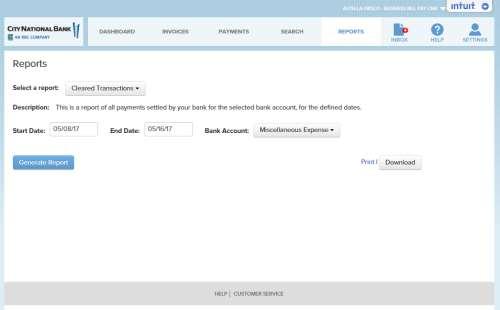 Page 38 Figure 44 - Downloading Bank Feed Information for Cleared Transactions