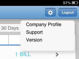 Page 65 Through the Company Profile tab: Figure 81 - Managing Settings Dropdown Menu View company and user information.