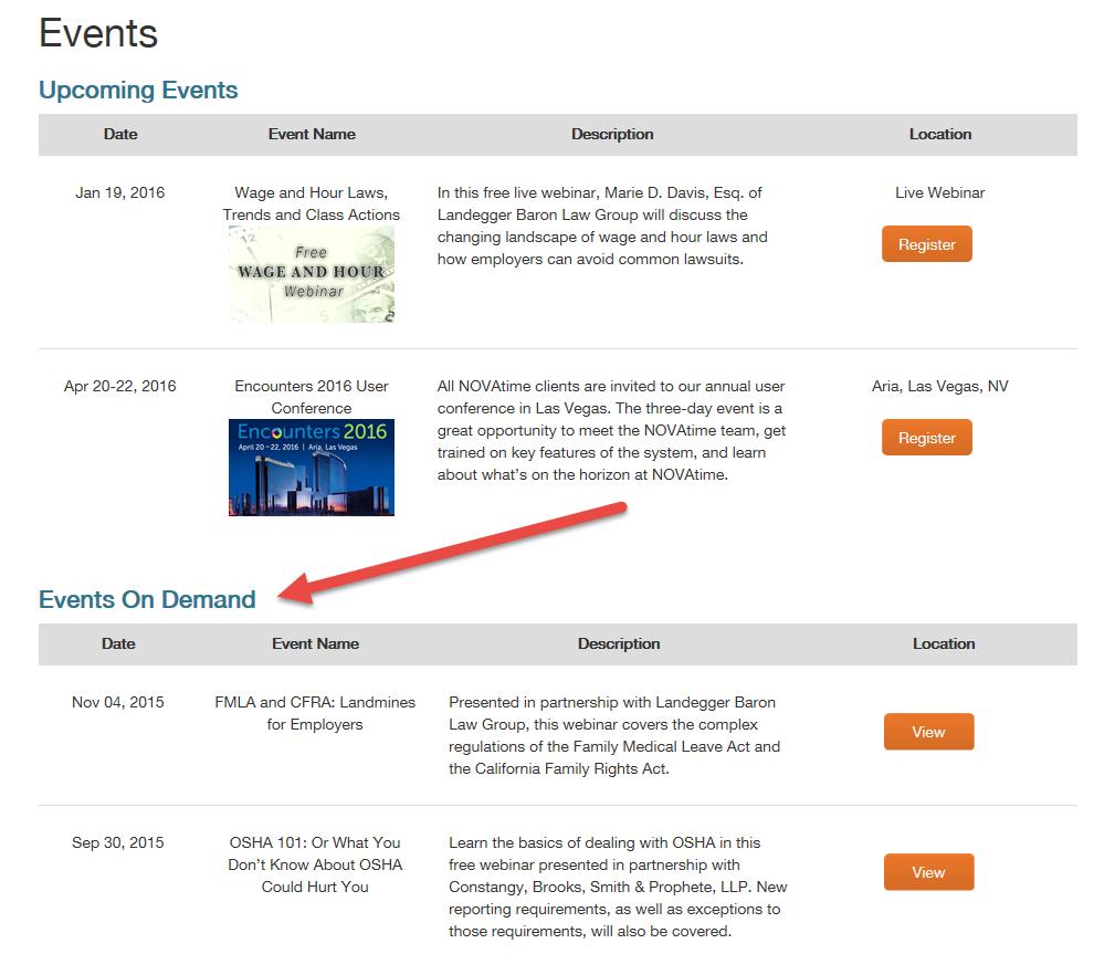 3. In the Events on Demand section, find