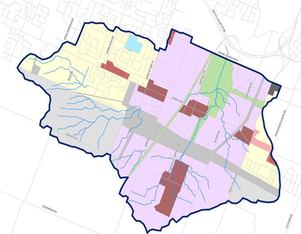 Land Use The Upper Hannon Creek study area falls within the City of Hamilton s Urban and
