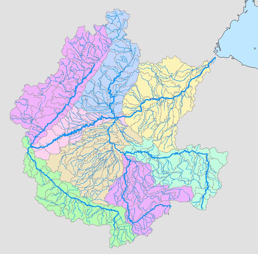 Maumee River Watershed (major basins, flow routing) St.